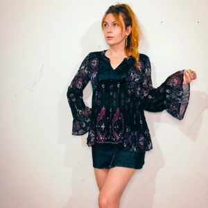 Bell sleeve boho blouse